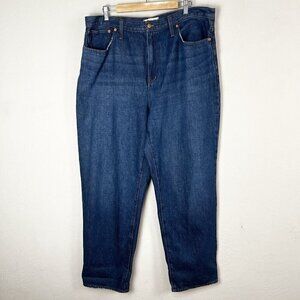Madewell‎ Jeans Baggy Straight Dark Worn Indigo Wash Cotton Hemp Size 33